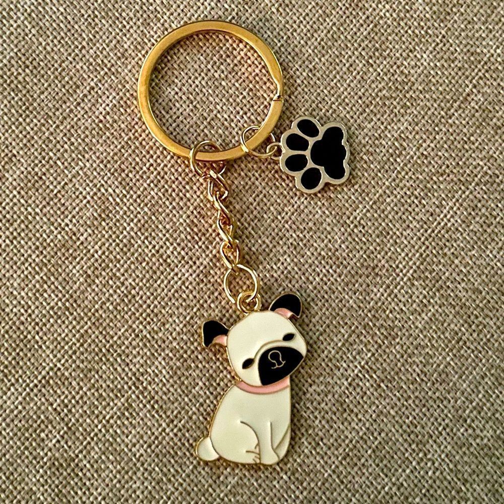 Cartoon Pug Charm Dog Keychain